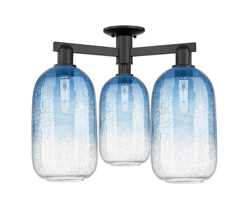 Innovations 716-3F-BK-G482-7SB Three Light Semi-Flush Mount, Matte Black