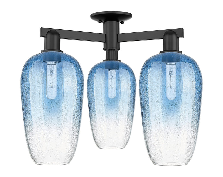 Innovations 716-3F-BK-G484-7SB Three Light Semi-Flush Mount, Matte Black