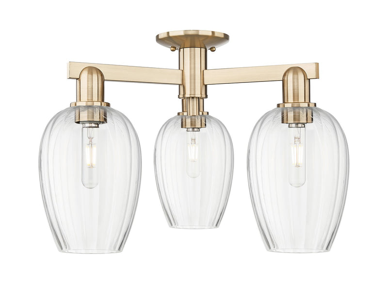 Innovations 716-3F-CB-G457-6CL Three Light Semi-Flush Mount, Champagne Bronze