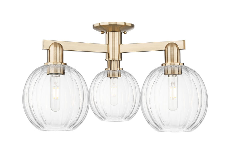 Innovations 716-3F-CB-G458-7CL Three Light Semi-Flush Mount, Champagne Bronze