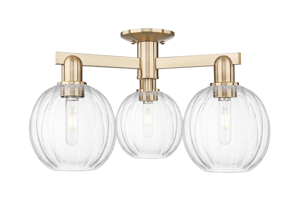 Innovations 716-3F-CB-G458-7CL Three Light Semi-Flush Mount, Champagne Bronze