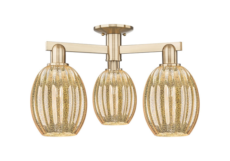 Innovations 716-3F-CB-G459-6ME Three Light Semi-Flush Mount, Champagne Bronze