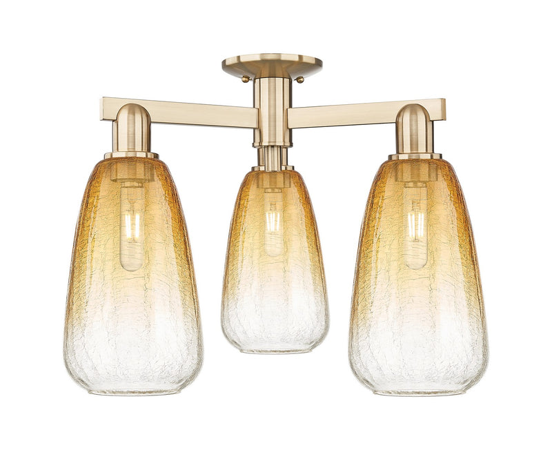 Innovations 716-3F-CB-G480-6AM Three Light Semi-Flush Mount, Champagne Bronze