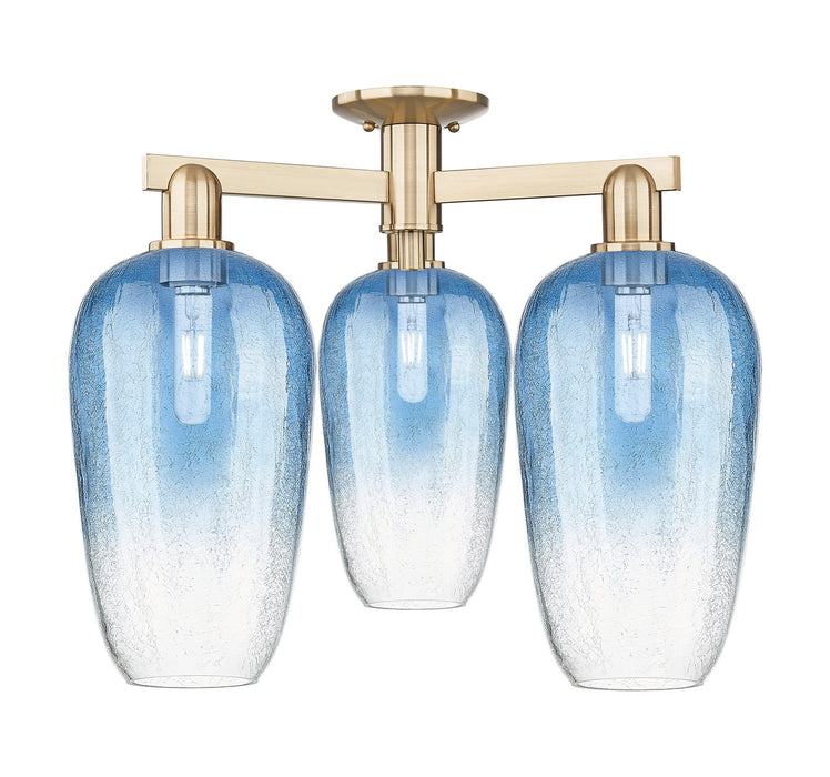 Innovations 716-3F-CB-G484-7SB Three Light Semi-Flush Mount, Champagne Bronze