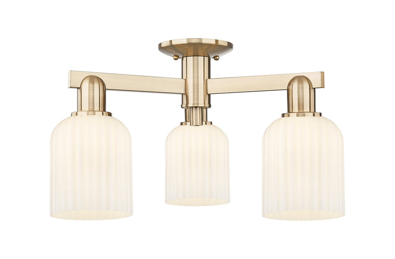 Innovations 716-3F-CB-G559-5GWH Three Light Semi-Flush Mount, Champagne Bronze
