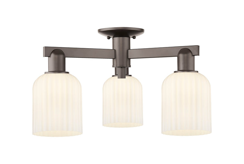 Innovations 716-3F-OB-G559-5GWH Three Light Semi-Flush Mount, Oil Rubbed Bronze