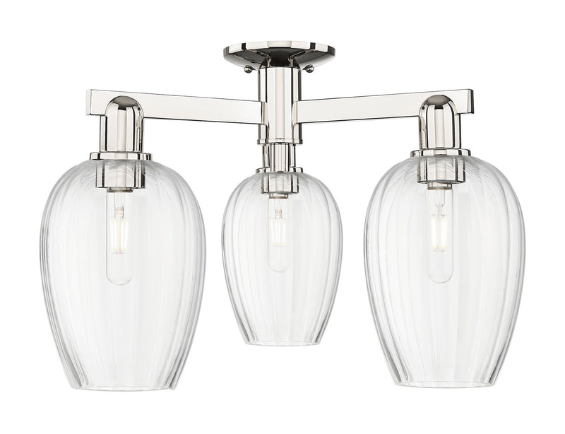 Innovations 716-3F-PN-G457-6CL Three Light Semi-Flush Mount, Polished Nickel