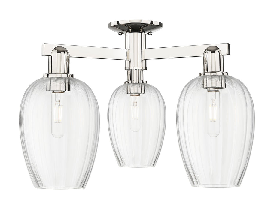 Innovations 716-3F-PN-G457-6CL Three Light Semi-Flush Mount, Polished Nickel