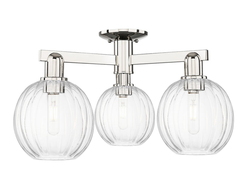 Innovations 716-3F-PN-G458-7CL Three Light Semi-Flush Mount, Polished Nickel
