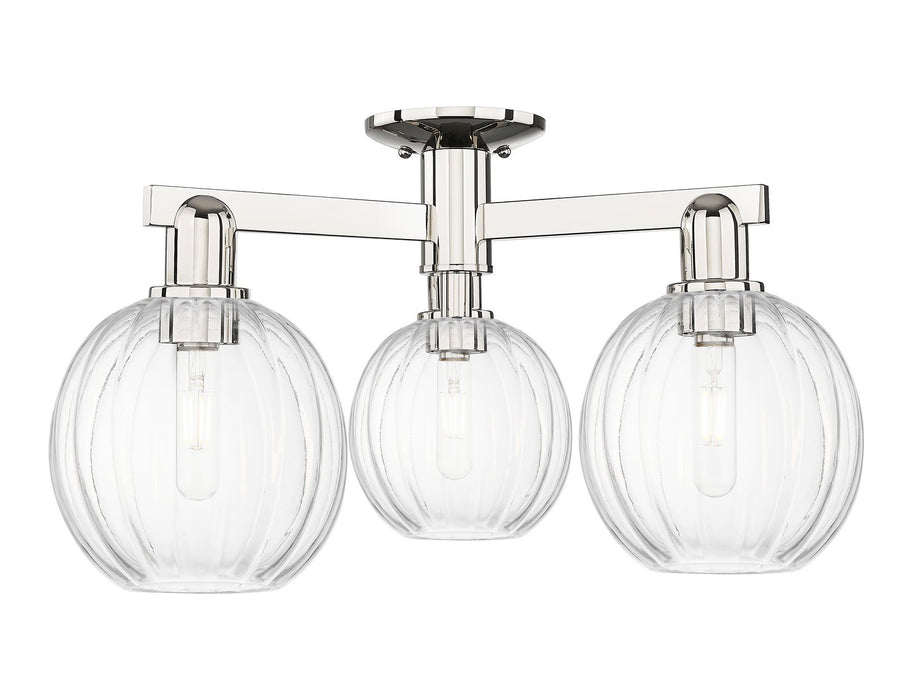 Innovations 716-3F-PN-G458-7CL Three Light Semi-Flush Mount, Polished Nickel