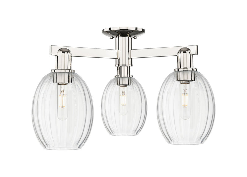 Innovations 716-3F-PN-G459-6CL Three Light Semi-Flush Mount, Polished Nickel