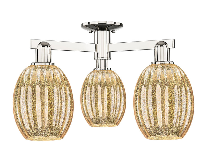 Innovations 716-3F-PN-G459-6ME Three Light Semi-Flush Mount, Polished Nickel