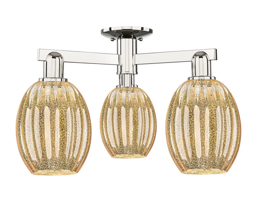 Innovations 716-3F-PN-G459-6ME Three Light Semi-Flush Mount, Polished Nickel