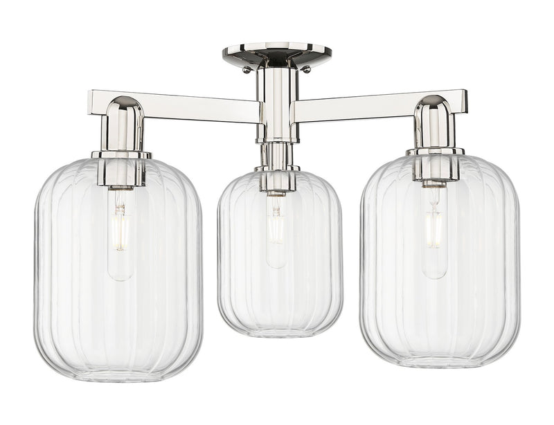 Innovations 716-3F-PN-G460-7CL Three Light Semi-Flush Mount, Polished Nickel