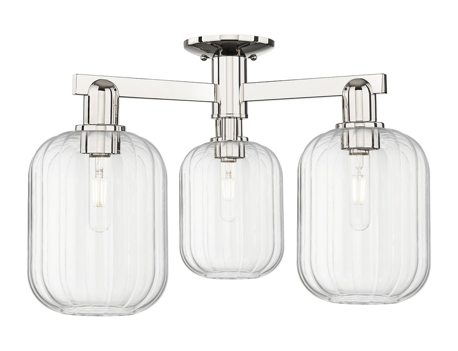 Innovations 716-3F-PN-G460-7CL Three Light Semi-Flush Mount, Polished Nickel