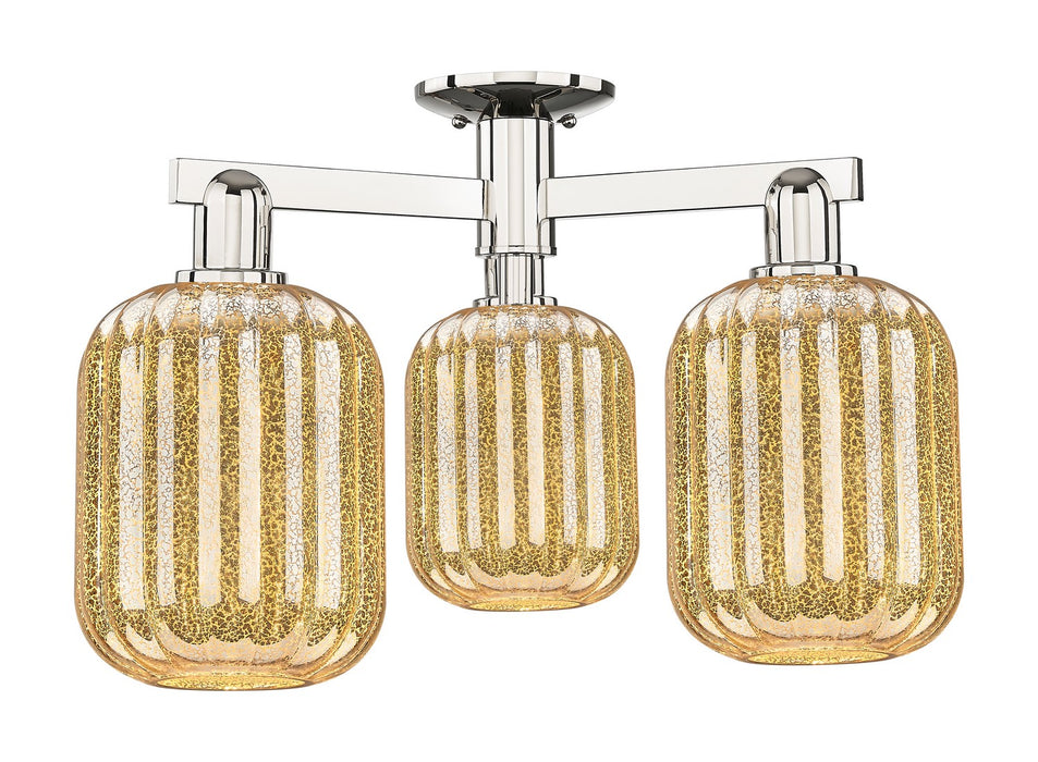 Innovations 716-3F-PN-G460-7ME Three Light Semi-Flush Mount, Polished Nickel