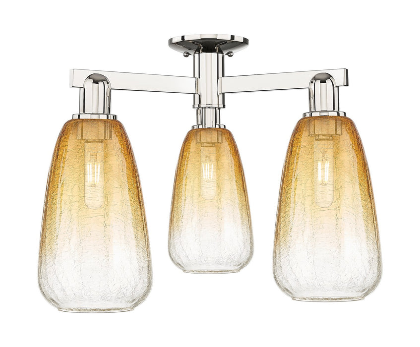 Innovations 716-3F-PN-G480-6AM Three Light Semi-Flush Mount, Polished Nickel