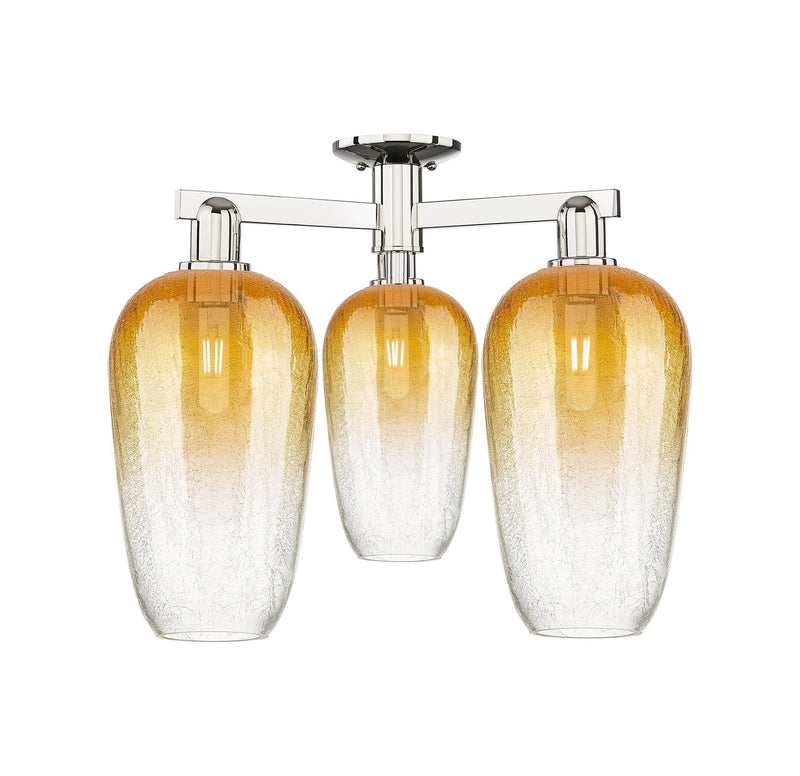 Innovations 716-3F-PN-G484-7AM Three Light Semi-Flush Mount, Polished Nickel