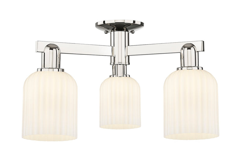 Innovations 716-3F-PN-G559-5GWH Three Light Semi-Flush Mount, Polished Nickel