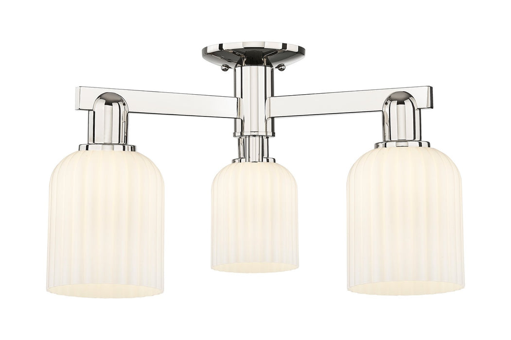 Innovations 716-3F-PN-G559-5GWH Three Light Semi-Flush Mount, Polished Nickel