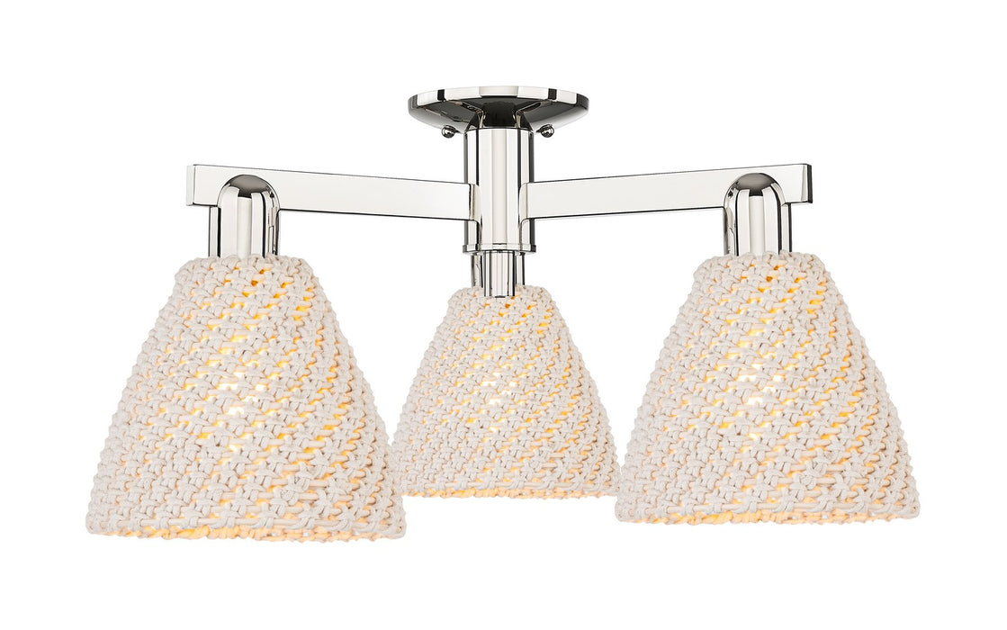 Innovations 716-3F-PN-NBD-75-NAT Three Light Semi-Flush Mount, Polished Nickel