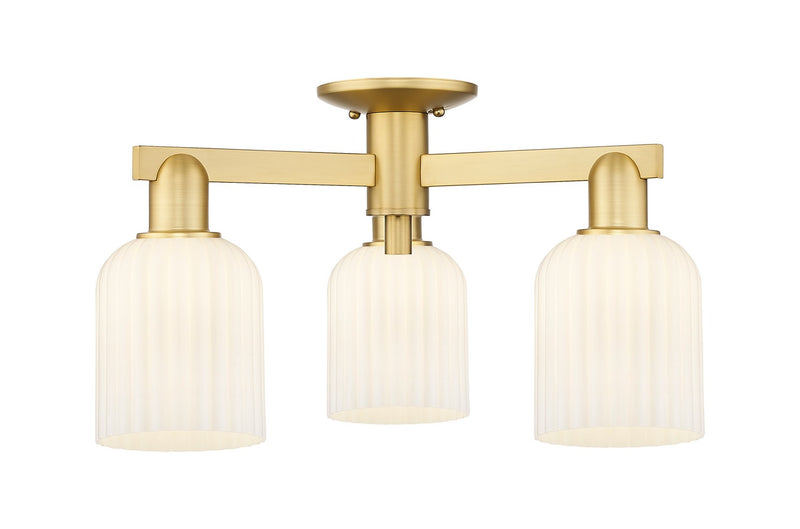 Innovations 716-3F-SG-G559-5GWH Three Light Semi-Flush Mount, Satin Gold