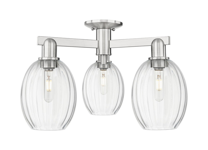 Innovations 716-3F-SN-G459-6CL Three Light Semi-Flush Mount, Brushed Satin Nickel
