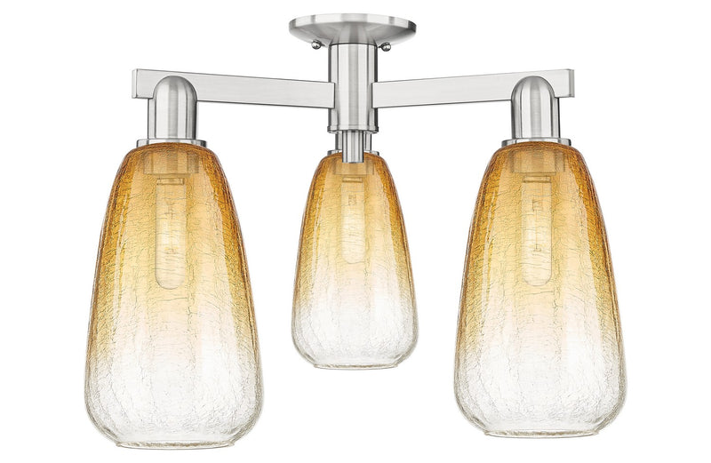 Innovations 716-3F-SN-G480-6AM Three Light Semi-Flush Mount, Brushed Satin Nickel