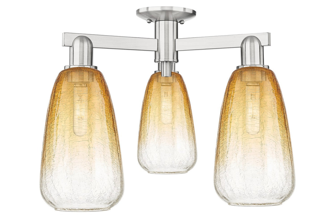 Innovations 716-3F-SN-G480-6AM Three Light Semi-Flush Mount, Brushed Satin Nickel