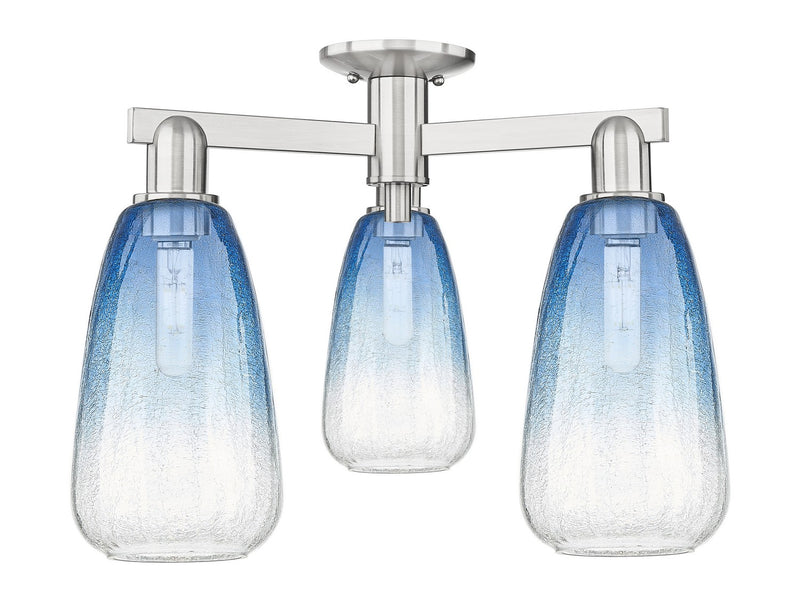 Innovations 716-3F-SN-G480-6SB Three Light Semi-Flush Mount, Brushed Satin Nickel