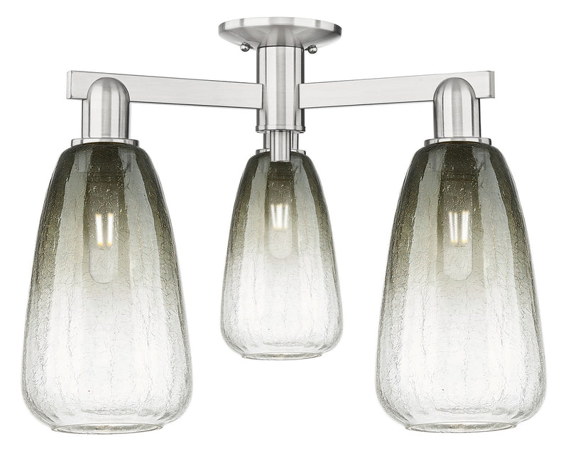 Innovations 716-3F-SN-G480-6SL Three Light Semi-Flush Mount, Brushed Satin Nickel