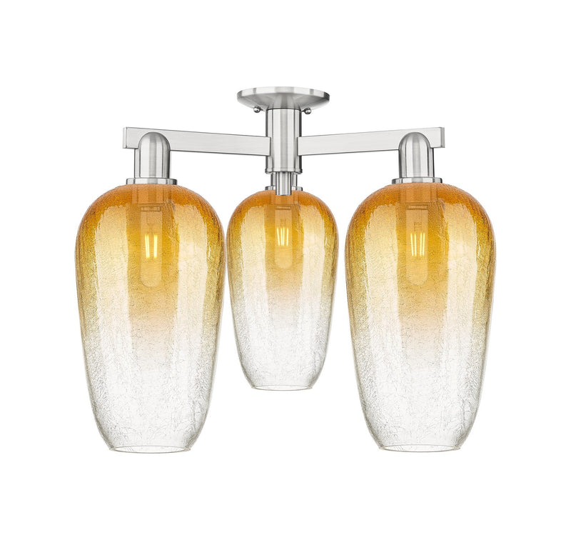 Innovations 716-3F-SN-G484-7AM Three Light Semi-Flush Mount, Brushed Satin Nickel