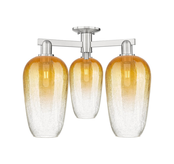 Innovations 716-3F-SN-G484-7AM Three Light Semi-Flush Mount, Brushed Satin Nickel