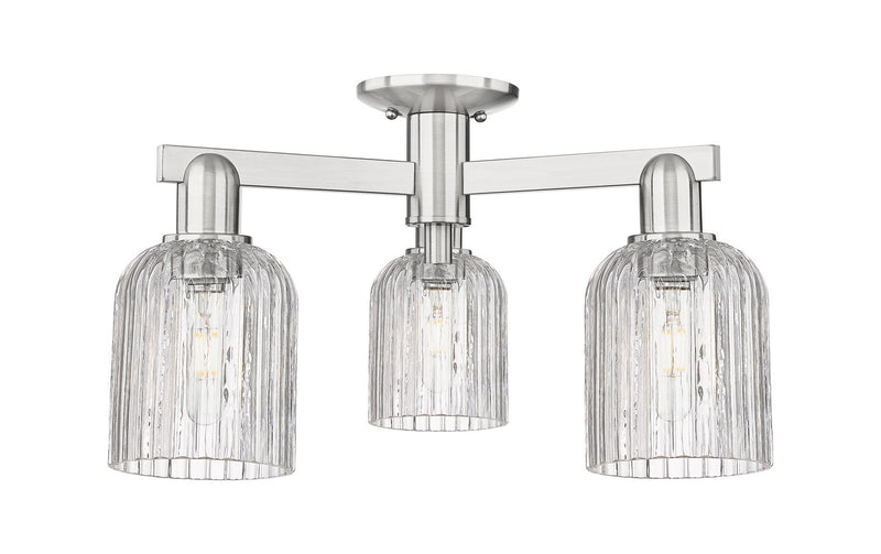 Innovations 716-3F-SN-G559-5CL Three Light Semi-Flush Mount, Brushed Satin Nickel
