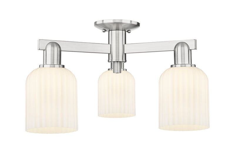 Innovations 716-3F-SN-G559-5GWH Three Light Semi-Flush Mount, Brushed Satin Nickel