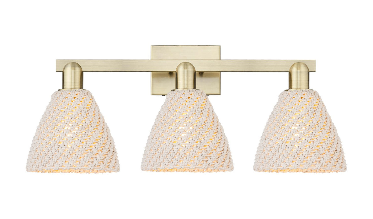 Innovations 716-3W-AB-NBD-75-NAT Three Light Bath Vanity, Antique Brass
