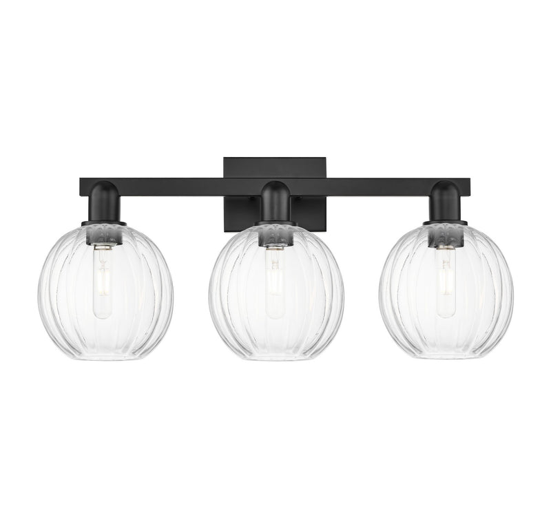 Innovations 716-3W-BK-G458-7CL Three Light Bath Vanity, Matte Black