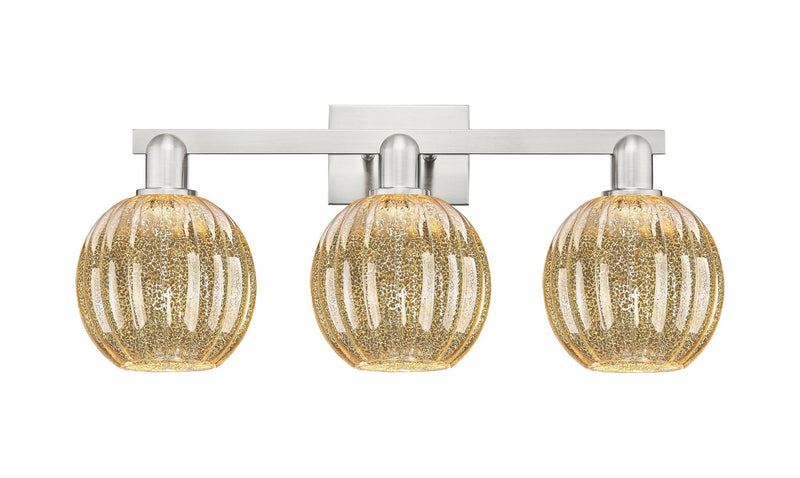 Innovations 716-3W-SN-G458-7ME Three Light Bath Vanity, Brushed Satin Nickel