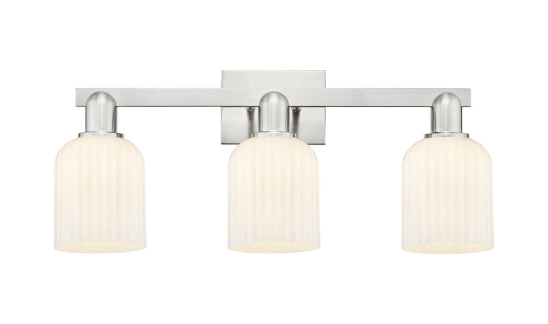 Innovations 716-3W-SN-G559-5GWH Three Light Bath Vanity, Brushed Satin Nickel