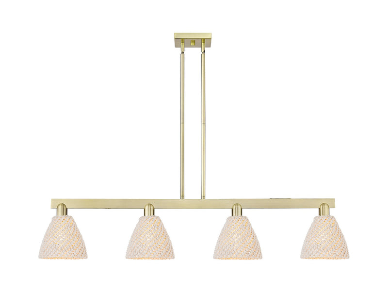 Innovations 716-4I-AB-NBD-75-NAT Four Light Island Pendant, Antique Brass