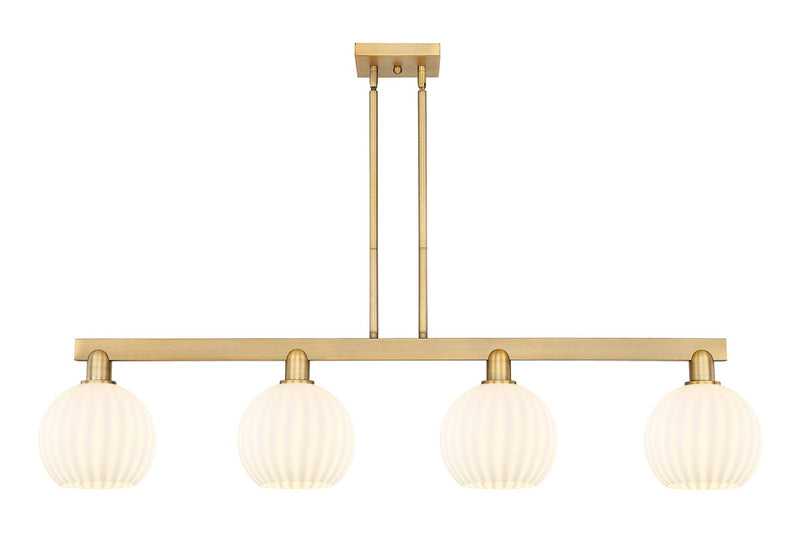 Innovations 716-4I-BB-G1217-8WV Four Light Island Pendant, Brushed Brass