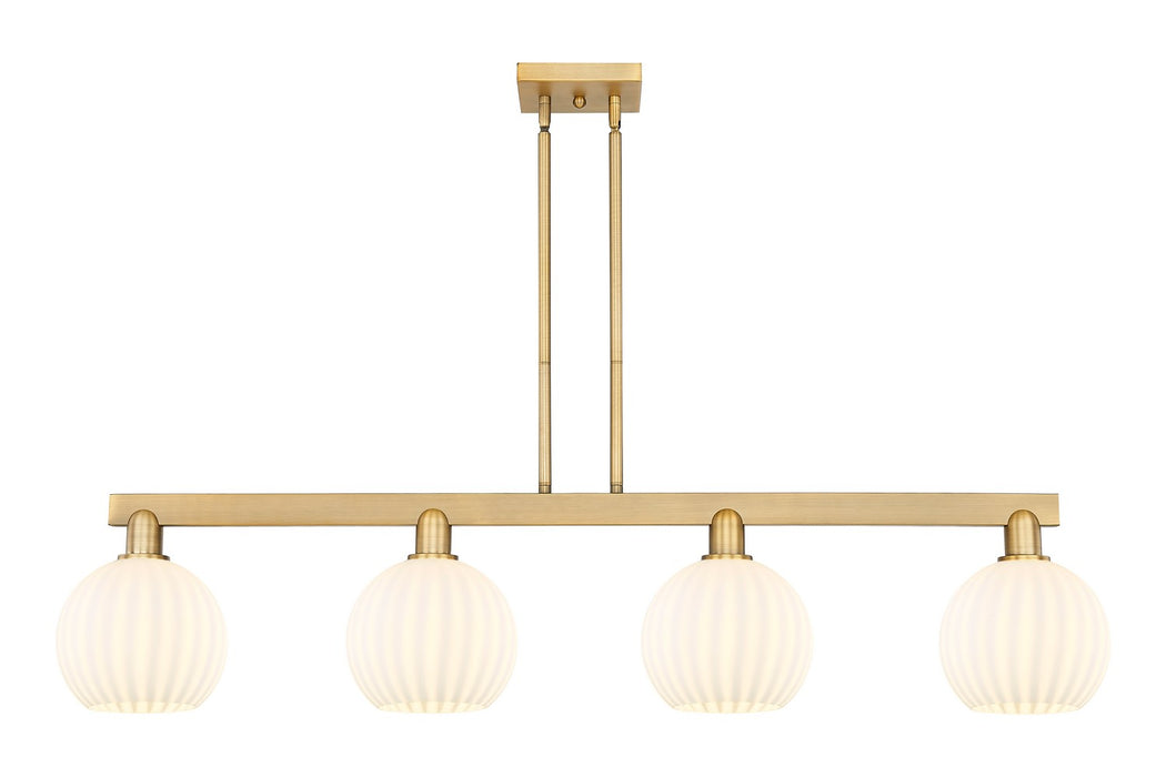 Innovations 716-4I-BB-G1217-8WV Four Light Island Pendant, Brushed Brass
