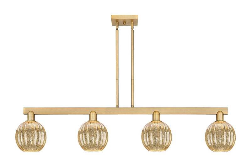 Innovations 716-4I-BB-G458-7ME Four Light Island Pendant, Brushed Brass