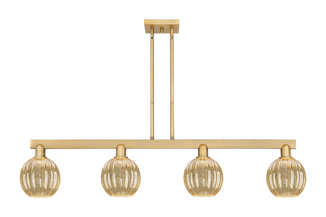 Innovations 716-4I-BB-G458-7ME Four Light Island Pendant, Brushed Brass