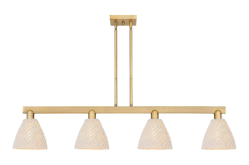 Innovations 716-4I-BB-NBD-75-NAT Four Light Island Pendant, Brushed Brass