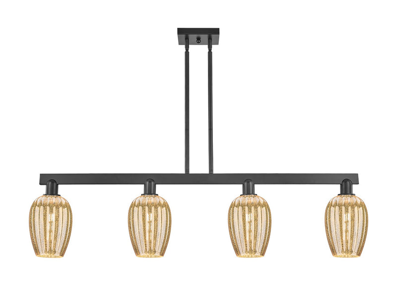 Innovations 716-4I-BK-G457-6ME Four Light Island Pendant, Matte Black