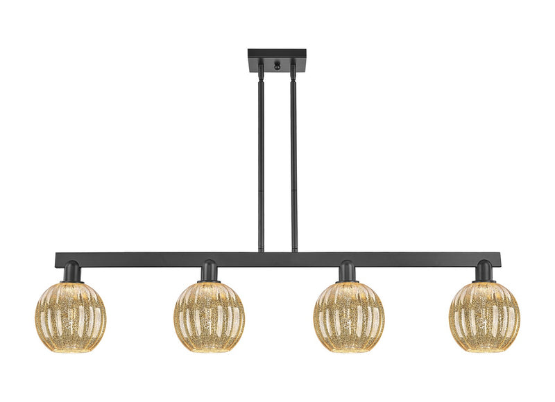Innovations 716-4I-BK-G458-7ME Four Light Island Pendant, Matte Black