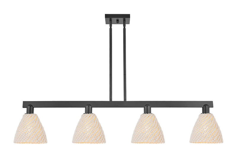 Innovations 716-4I-BK-NBD-75-NAT Four Light Island Pendant, Matte Black