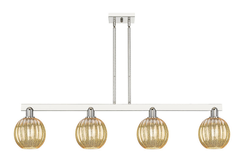 Innovations 716-4I-PN-G458-7ME Four Light Island Pendant, Polished Nickel