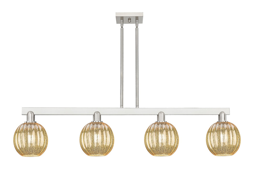 Innovations 716-4I-SN-G458-7ME Four Light Island Pendant, Brushed Satin Nickel